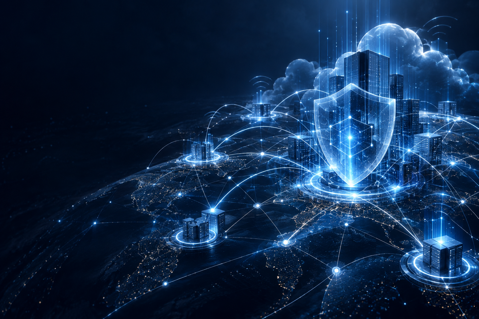 Abstract secure digital network with connected cloud and wireless elements